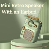 Vintage Mini Bluetooth 5.0 Speaker Portable 4 In 1 Pocket Sound Box with 1 Earphone Special Outdoor Take Retro Style Speaker Ideal Holiday Christmas Gift Jennyshome