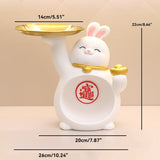 2023 Cute Rabbit Bunny Figurines 12 Zodiac Statues Phone Holder Storage Tray Ornaments New Year Home Decoration Jennyshome