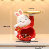 2023 Cute Rabbit Bunny Figurines 12 Zodiac Statues Phone Holder Storage Tray Ornaments New Year Home Decoration Jennyshome