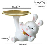 2023 Cute Rabbit Bunny Figurines 12 Zodiac Statues Phone Holder Storage Tray Ornaments New Year Home Decoration Jennyshome