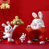 2023 Cute Rabbit Bunny Figurines 12 Zodiac Statues Phone Holder Storage Tray Ornaments New Year Home Decoration Jennyshome