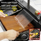 New Black Nanometer 304 Stainless Steel Waterfall Kitchen Sink 3mm Thickness Large Single Slot Above Mount Waterfall Faucet Jennyshome