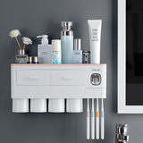 3 Color Bathroom Accessories Toothbrush Holder Automatic Toothpaste Dispenser-Jennyhome