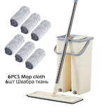 360 Rotating Flat Mop with Bucket  Household Cleaning Squeeze Mop-Jennyhome
